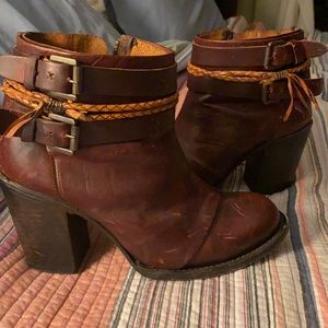 Free birds distressed booties